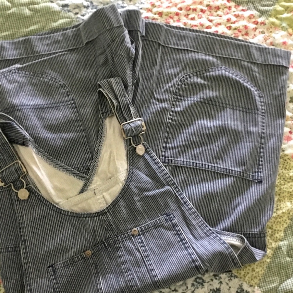 Vintage Striped Blue Denim Overalls